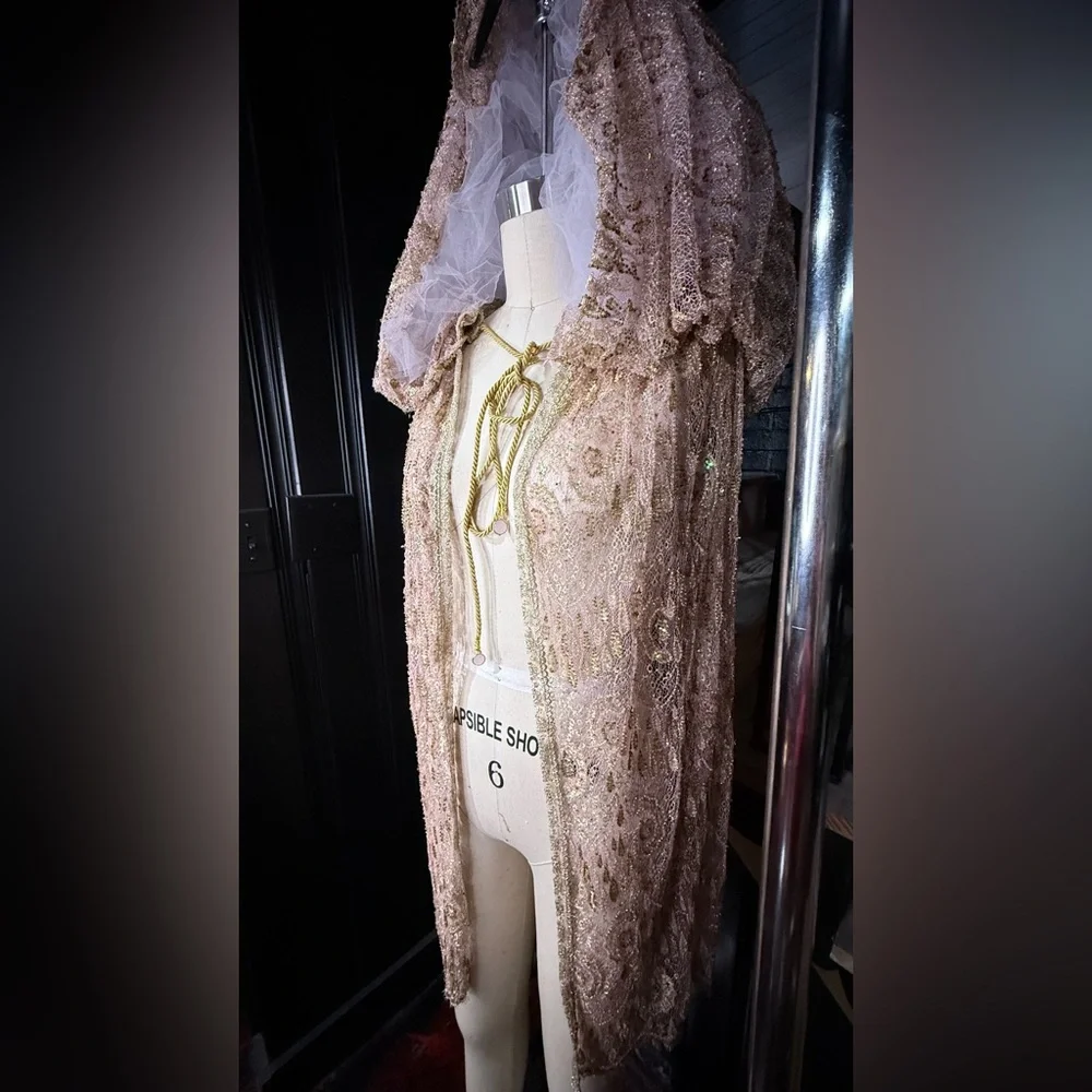 Bohemian Hooded Cloak Hand Beaded - Picture 7 of 12